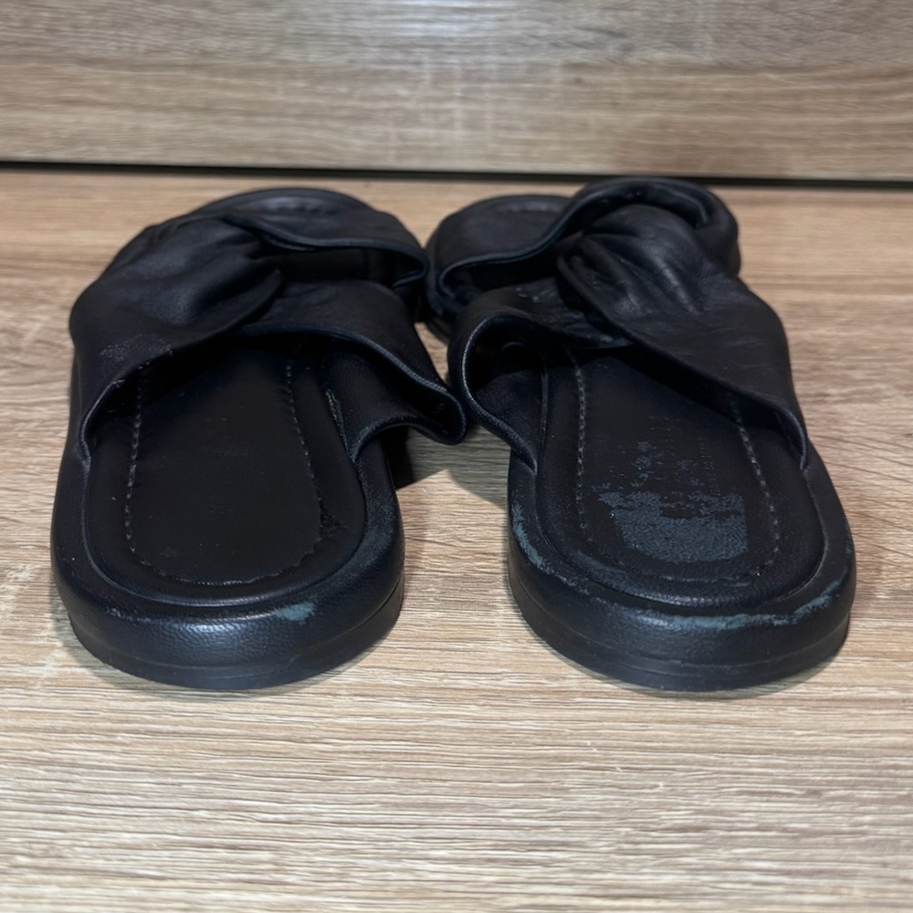 Everlane The Day Twist Slip On Sandals Black Leather Women’s Size 7.5 Flats - Picture 7 of 14